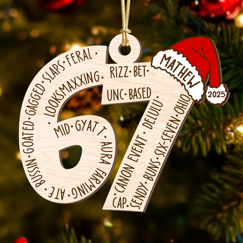 Custom Six Seven Ornament, Teen Slang Ornament, Funny Teenager Ornament, 67 Six Seven Ornament, Gen Z Teenager Tween Ornament, Boy Christmas