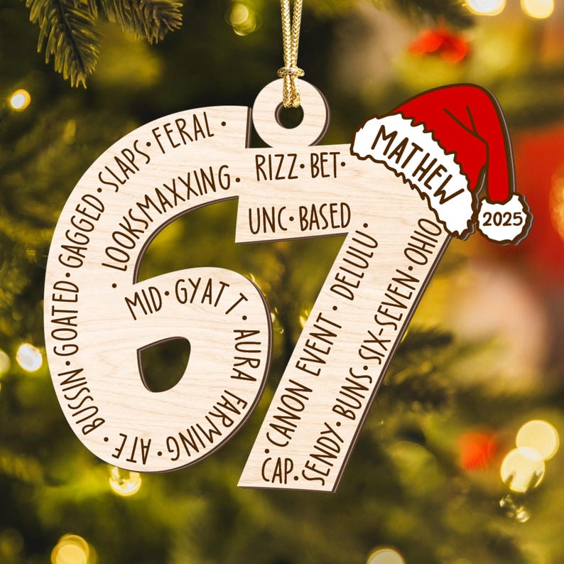 Custom Six Seven Ornament, Teen Slang Ornament, Funny Teenager Ornament, 67 Six Seven Ornament, Gen Z Teenager Tween Ornament, Boy Christmas