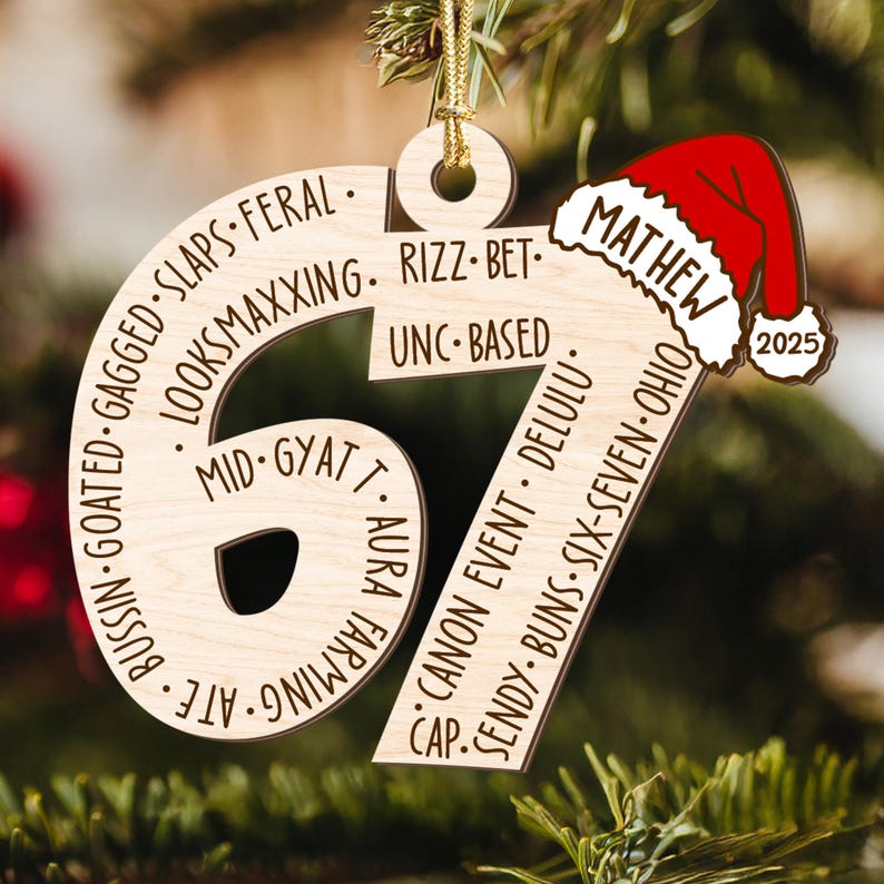 Custom Six Seven Ornament, Teen Slang Ornament, Funny Teenager Ornament, 67 Six Seven Ornament, Gen Z Teenager Tween Ornament, Boy Christmas