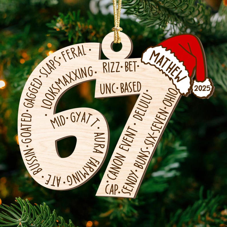 Custom Six Seven Ornament, Teen Slang Ornament, Funny Teenager Ornament, 67 Six Seven Ornament, Gen Z Teenager Tween Ornament, Boy Christmas