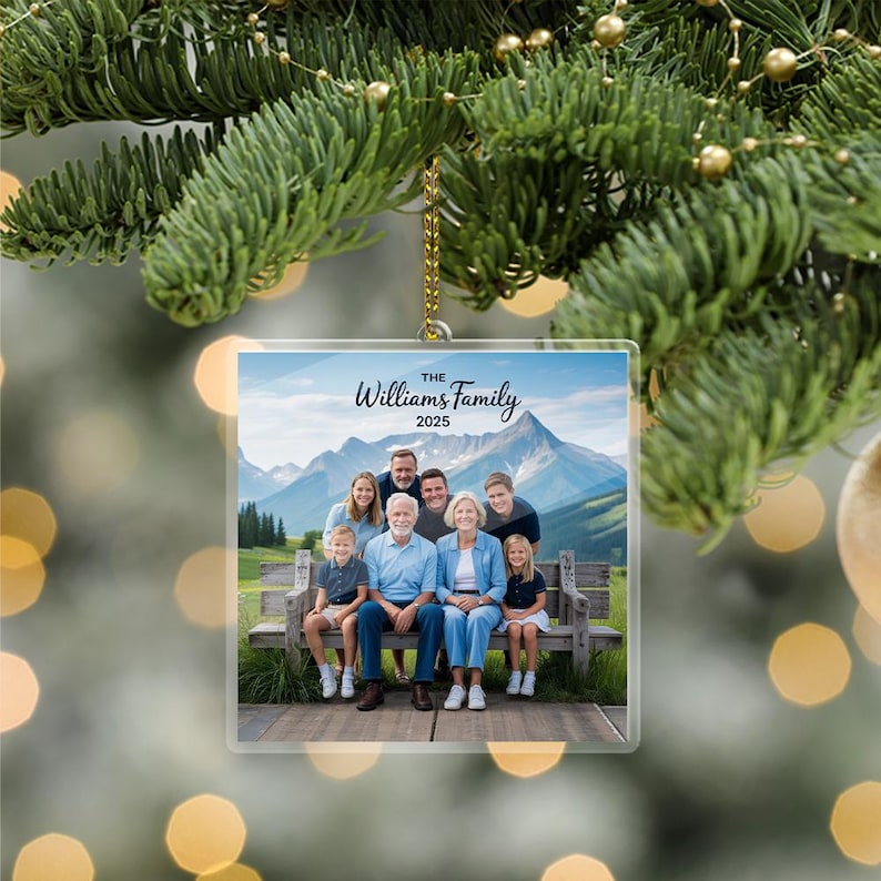 Custom Family Photo Ornament, Family Christmas Ornaments, Personalized Family Photo Keepsake 2025, Large Family Christmas Keepsake Gifts