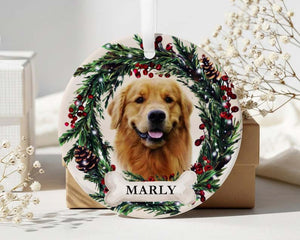 Personalized Pet Ornament, Custom Dog Christmas Ornament, Pet Memorial Ornament, Cat Christmas Photo Ornament, Pet Portrait Name Gift