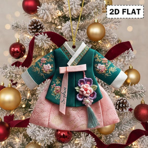 Personalized Korean Hanbok Ornament 2D Flat, Custom Name Acrylic Christmas Decor, Traditional Asian Cultural Gift Keepsake 2025