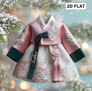 Personalized Korean Hanbok Ornament 2D Flat, Custom Name Acrylic Christmas Decor, Traditional Asian Cultural Gift Keepsake 2025