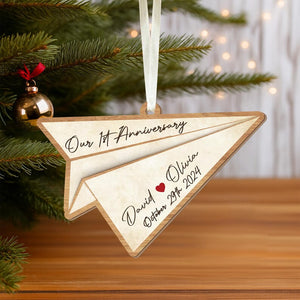 Personalized Anniversary Ornament: 1st Wedding Anniversary Gift, Paper Anniversary Keepsake