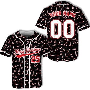 Personalized Christmas Baseball Jersey Adult Kid Youth, Custom Name Number Holiday Jersey, Xmas Gift Team Uniform Merry Christmas Shirt