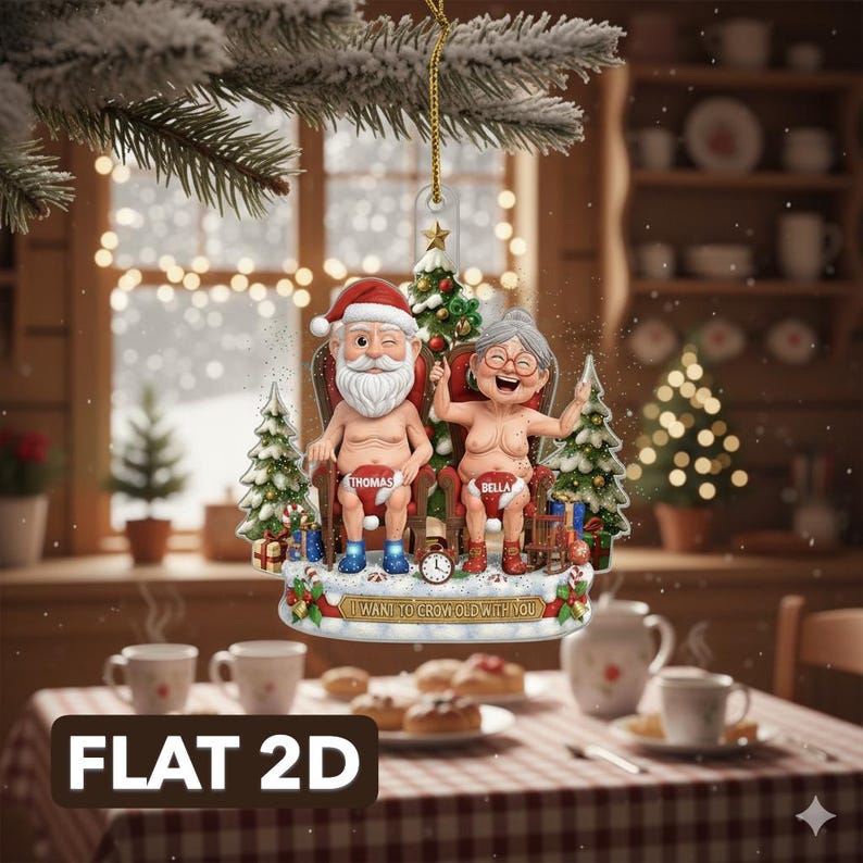 2D Personalized Family Ornaments, Christmas Keepsake & Anniversary Gift, Holiday Gift, Husband Wife Gift, Custom Couple Christmas Ornament