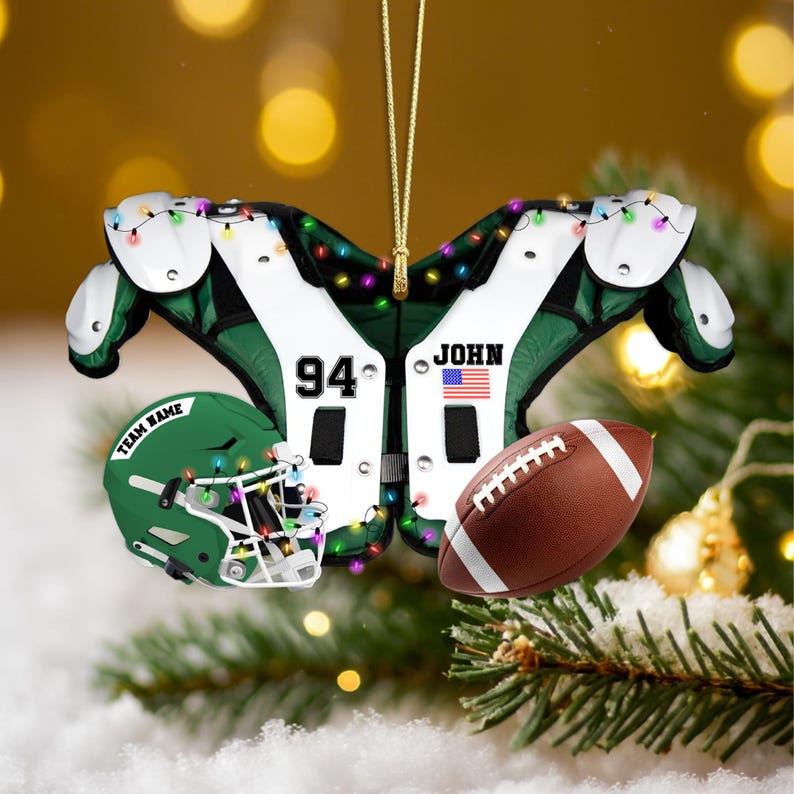 Personalized Football Ornament 2025: Acrylic Shoulder Pad & Helmet