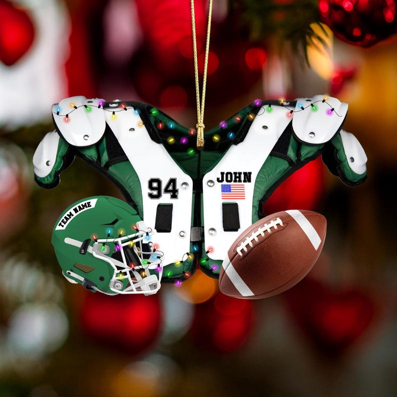 Personalized Football Ornament 2025: Acrylic Shoulder Pad & Helmet