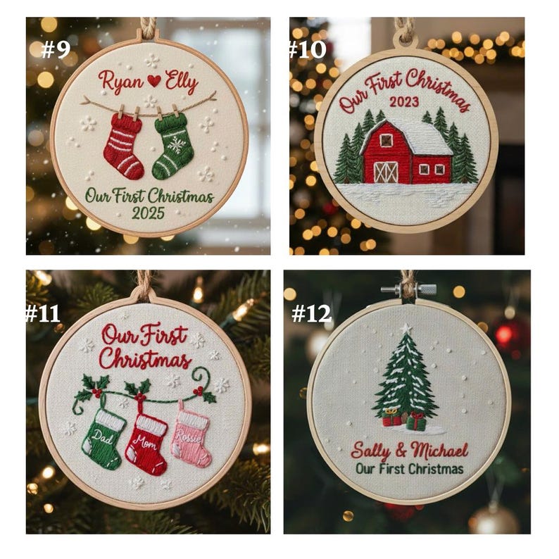 Hand Embroidered Baby's first Christmas Ornament, Custom Embroidered Hoop Ornament, Christmas Decor, Holiday Decor, Christmas Tree Decor.