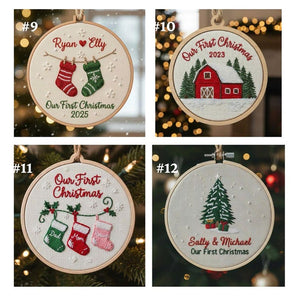 Hand Embroidered Baby's first Christmas Ornament, Custom Embroidered Hoop Ornament, Christmas Decor, Holiday Decor, Christmas Tree Decor.