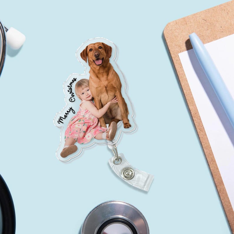 Custom Photo Badge Reel, Personalized Badge Reel Holder, Nurse Badge Reel, Retractable Badge Holder, Custom Photo Portrait Badge Reel Gift