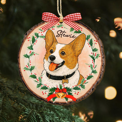 Personalized Watercolor Pet Ornament: Custom Wooden Pet Portrait From Photo, Pet Lovers Gift Dog Lovers Gift Cat Lovers Gift