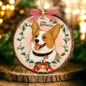 Personalized Watercolor Pet Ornament: Custom Wooden Pet Portrait From Photo, Pet Lovers Gift Dog Lovers Gift Cat Lovers Gift