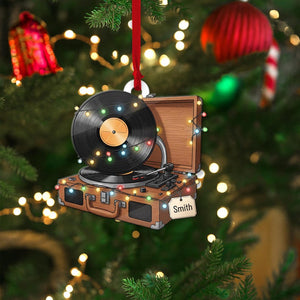 CUSTOMIZABLE Record Player Ornament, PERSONALIZABLE Vinyl Turntable Xmas Decor, Music Lover Gift for Him, Her, Friends, Family, Coworkers