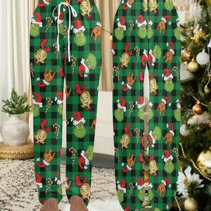 Grinch Christmas Pajama Pants, Holiday Cozy Plaid Grinch Pj Pants, Family Matching Christmas Pajamas, Xmas Season Sleepwear, Christmas Gift