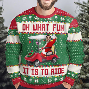 Personalized Ugly Sweater, Custom Golf Photo Christmas Knit Shirt for Teams, Holiday Gift for Golfers