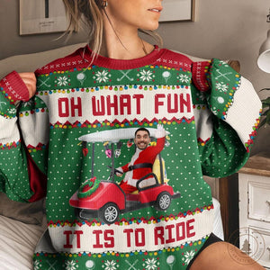 Personalized Ugly Sweater, Custom Golf Photo Christmas Knit Shirt for Teams, Holiday Gift for Golfers