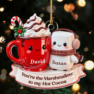 Personalized Love Brews Like Hot Cocoa Ornament, Custom You are The Marshmallow to My Hot Cocoa Ornament, Home Decor Gift For Couple
