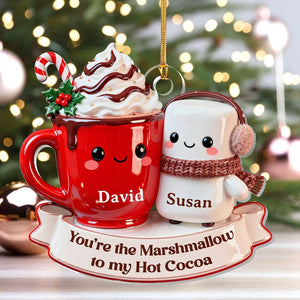 Personalized Love Brews Like Hot Cocoa Ornament, Custom You are The Marshmallow to My Hot Cocoa Ornament, Home Decor Gift For Couple