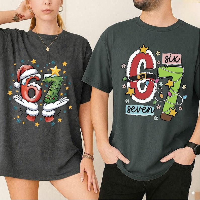 67 Meme Christmas Shirt, Santa Claus Hands Shirt, Group Matching Shirt, ChristmasTree Shirt, 6 7 Meme Funny Hands Shirt