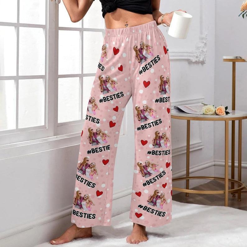 Custom Photo Besties Pajama Pants: Personalized BFF Matching PJs