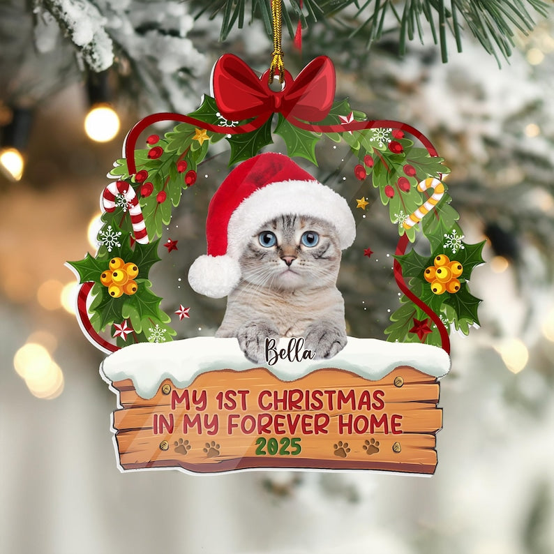 Personalized Puppys First Christmas Ornament 2025, Custom Dog Photo Ornament, Dog Lover Christmas Gift, First Christmas New Dog Ornament