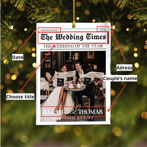 Personalized First Christmas Married Ornament, Custom Wedding Ornament, The Wedding Time, Newlywed Couple, Wedding Gifts for Couple