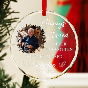 Memorial Christmas Ornaments - Ornament Remembering Dad, Mom Memorial for Son, Photo Ornament Glass, Memory Ornament, Loss of Father Gift