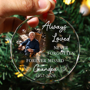 Memorial Christmas Ornaments - Ornament Remembering Dad, Mom Memorial for Son, Photo Ornament Glass, Memory Ornament, Loss of Father Gift