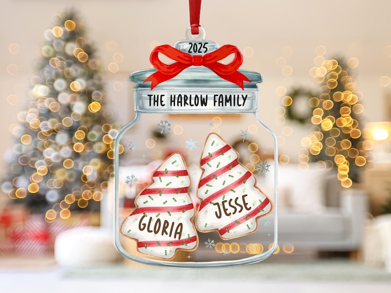 Christmas Ornaments, Personalized Family Name Christmas Ornaments, Family Christmas Jar Ornament, Christmas Tree Ornament, Holiday Keepsake