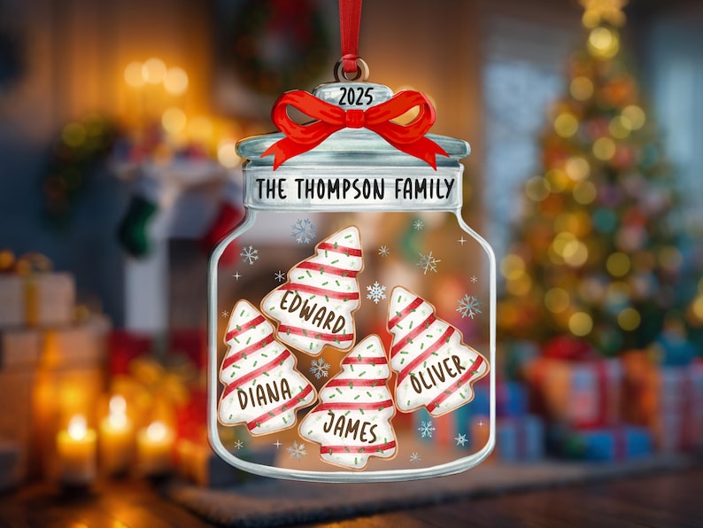 Christmas Ornaments, Personalized Family Name Christmas Ornaments, Family Christmas Jar Ornament, Christmas Tree Ornament, Holiday Keepsake