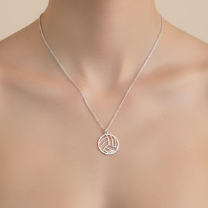 Sterling Silver Volleyball Pendant Necklace: Personalized Sport Jewelry Gift
