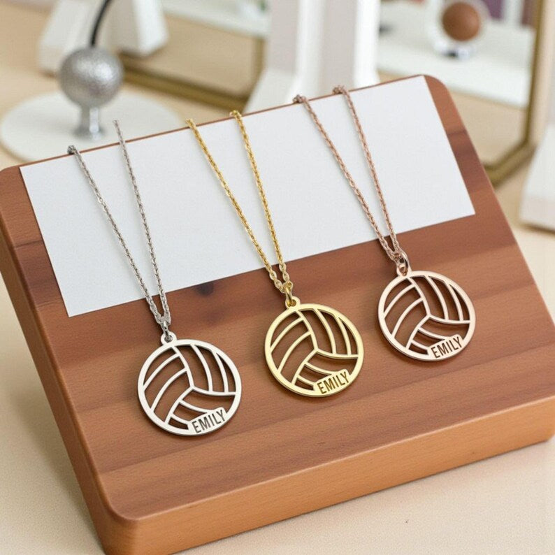 Sterling Silver Volleyball Pendant Necklace: Personalized Sport Jewelry Gift