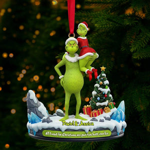Funny Green Monster Acrylic Christmas Ornament: Personalized Romantic Gift