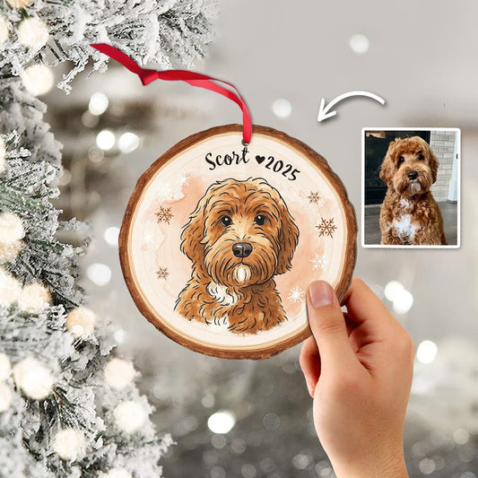 Personalized Dog Portrait From Photo Ornament, Dog Christmas Ornament, Cat Lover Gift, Pet Memorial Gift, Pet Sympathy Gift, Christmas Decor