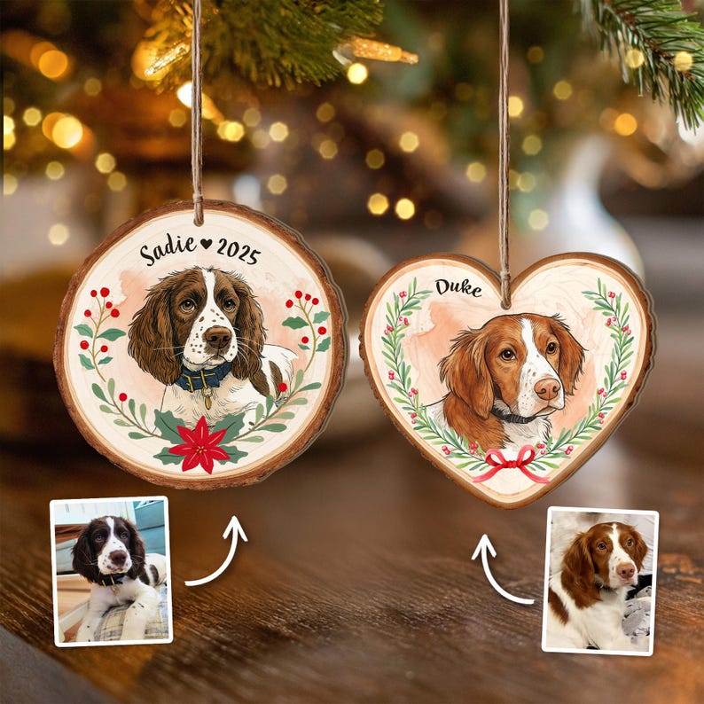 Personalized Pet Portrait From Photo Ornament, Dog Christmas Ornament, Cat Lover Gift, Pet Memorial Gift, Pet Sympathy Gift, Christmas Decor
