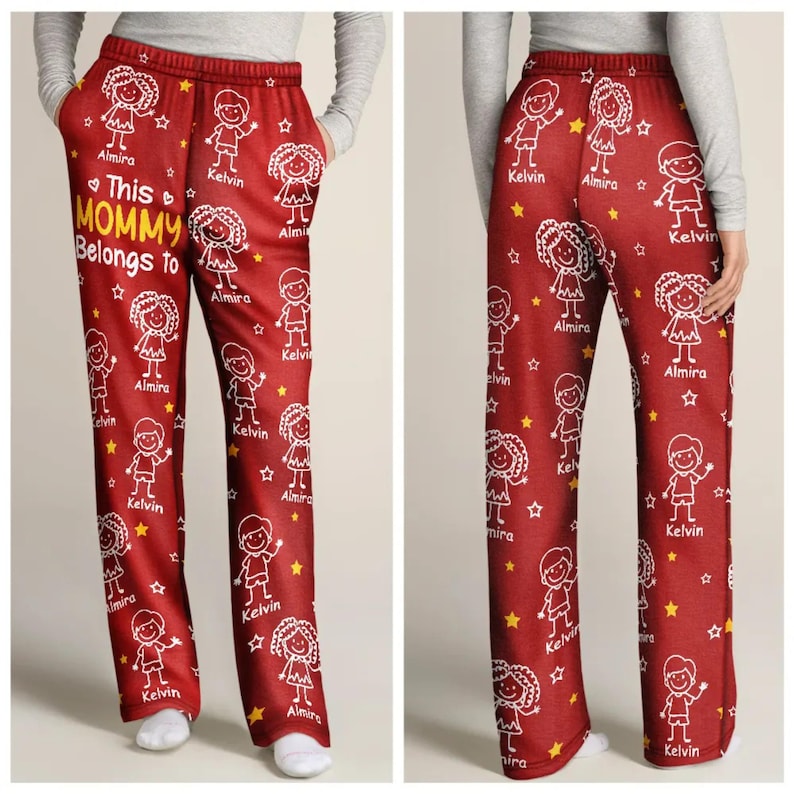 This Grandpa Dad Belongs To Kids Pet - Personalized Pajama Pants - Gift for Family, Christmas gift for Mom, Dad, Grandma, Daughters and Sons