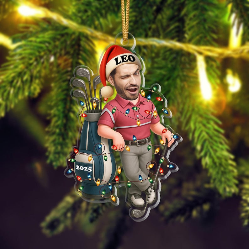 Personalized Golfer Ornament: Custom Face Christmas Keepsake