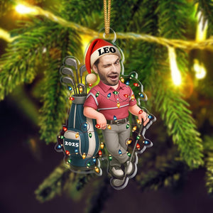 Personalized Golfer Ornament: Custom Face Christmas Keepsake