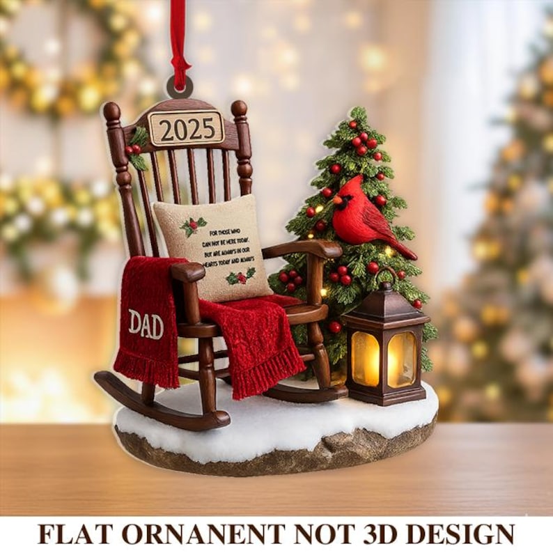 2D Personalized Memorial Christmas Ornament, In Loving Memory Ornament, Grandpa Memorial Christmas Ornament, Loss of Father, Memorial Gift