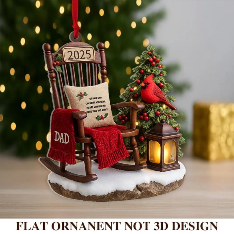 2D Personalized Memorial Christmas Ornament, In Loving Memory Ornament, Grandpa Memorial Christmas Ornament, Loss of Father, Memorial Gift