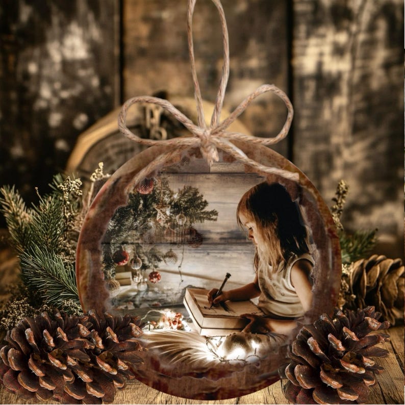 Custom Photo Ornament: Rustic Christmas Tree Decor