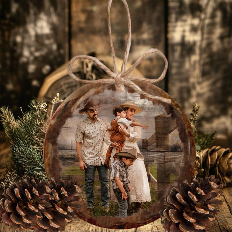 Custom Photo Ornament: Rustic Christmas Tree Decor