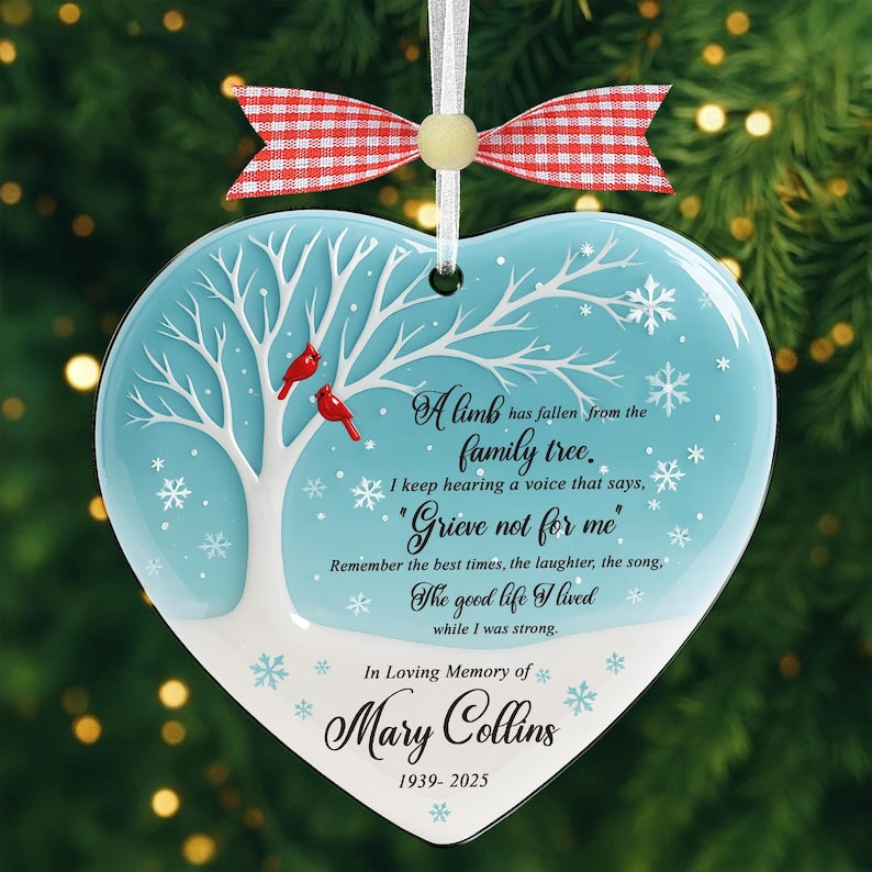 2D Flat Custom Memorial Sea Glass Ornament,Christmas in Heaven Ornament,Heirloom Memorial,Dad Mom Remembrance Loss Ornament,Xmas Ornament