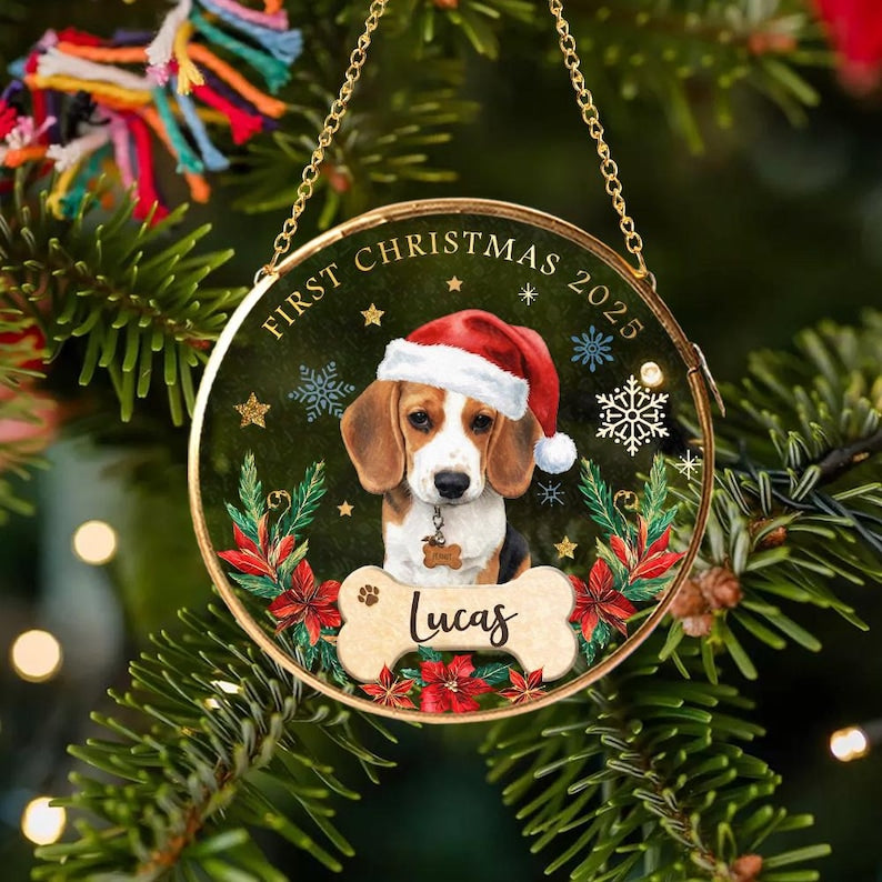 Custom Pet's First Christmas Ornament, Custom Pet Photo Ornament, Dog Lover Gift, Pet Christmas Gift, Pet Owner Gift, Pet Christmas Decor