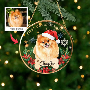 Custom Pet's First Christmas Ornament, Custom Pet Photo Ornament, Dog Lover Gift, Pet Christmas Gift, Pet Owner Gift, Pet Christmas Decor