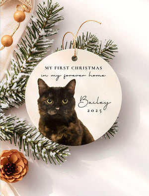Forever Home Cat First Christmas Ornament Custom Cat Photo Gifts for Cat Lovers Personalized Cat Photo Ornament Christmas Gift for Cats