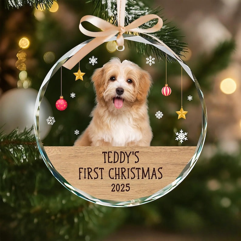 Dog's First Christmas Ornament, Dog Christmas Ornaments, Personalized Dog Photo Ornament, Pet Ornament First Christmas, Dog Christmas Gifts