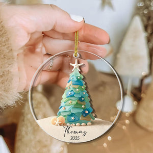 Personalized Seaglass Christmas Tree Ornament: Glass Ocean Ornament